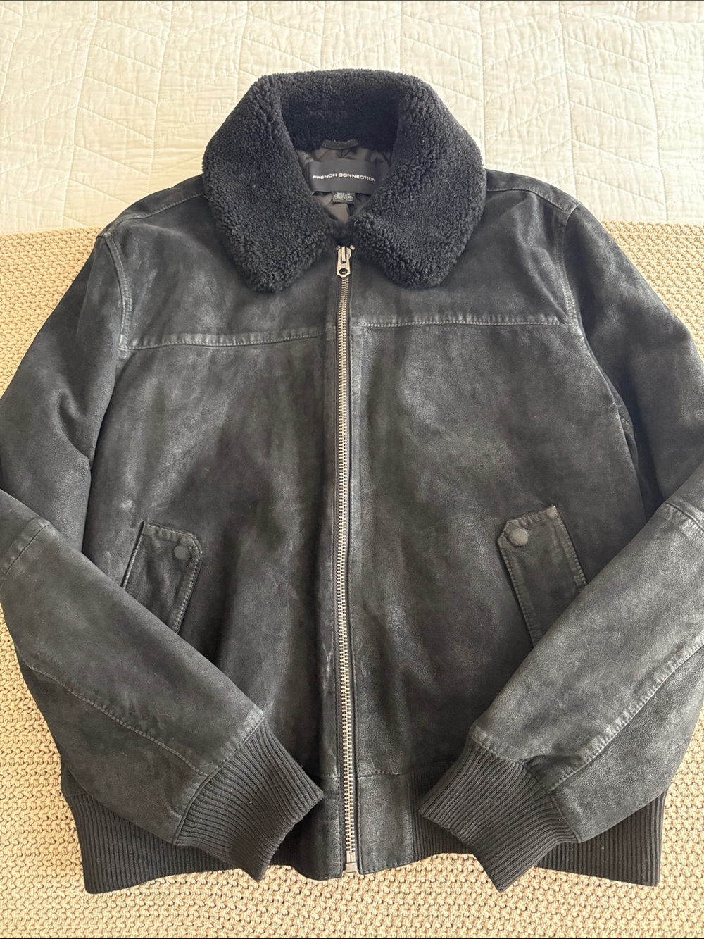 Suede Shearling Bomber Jacket